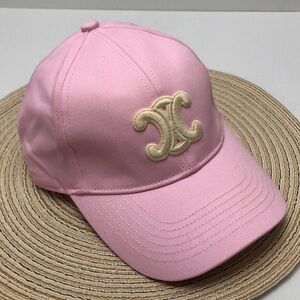 🌿Celine Pink Hat with Cream Emblem